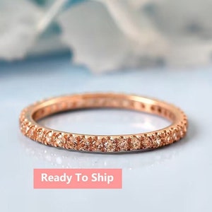 Natural Morganite Wedding Band | Unique Engagement Stacking Matching Band | Rose Gold Band | Dainty Morganite Band | Simple Eternity Band