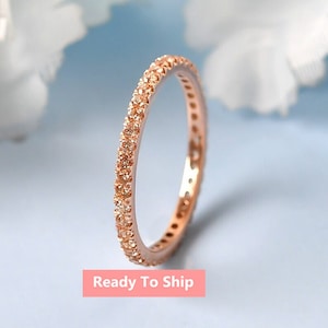 1.8MM Wide Natural Morganite Full Eternity Engagement Band | Wedding Ring | Rose Gold Bridal Band | Personalized Gift |Vintage Art Deco Band