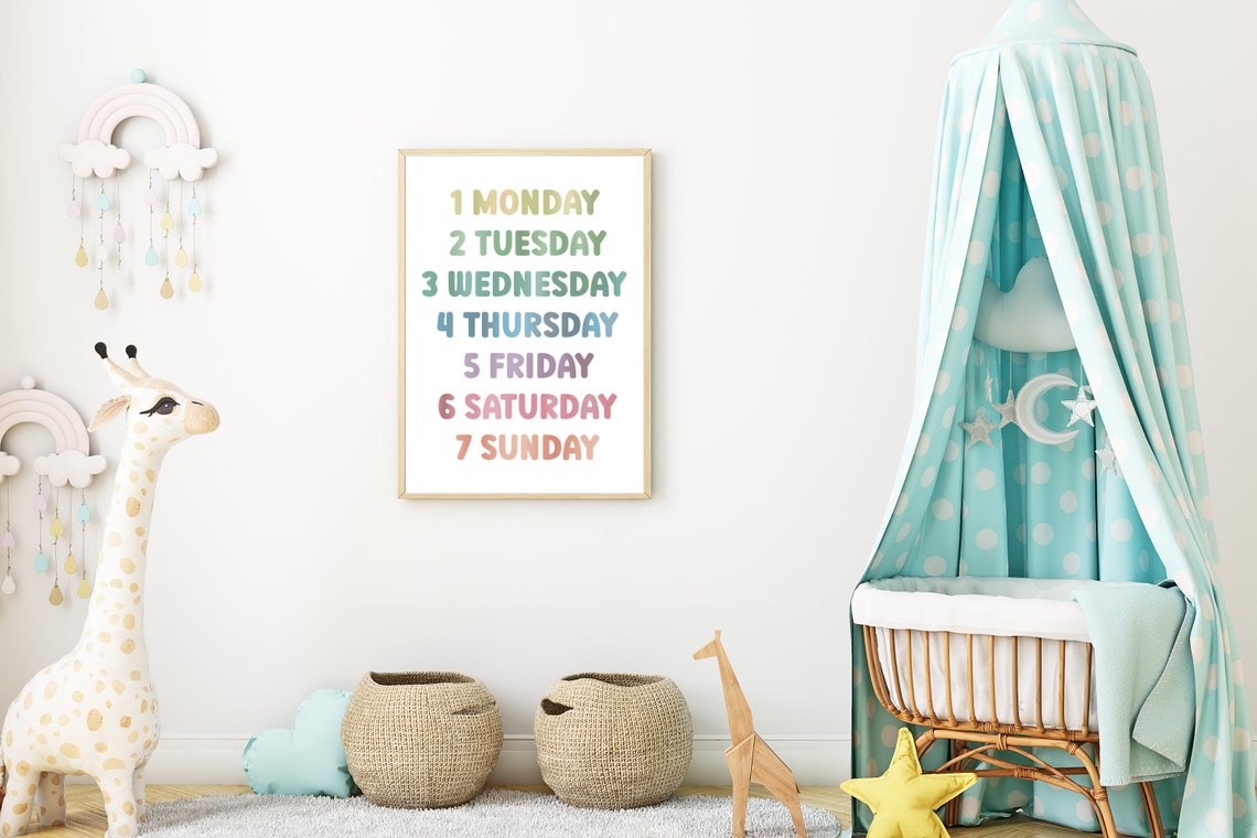 Nursery DAYS of the Week Poster, Minimalistic Ocean, Printable ...