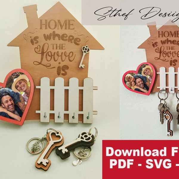 Portachiavi Love Family - File per taglio laser Formato SVG PDF AI Download istantaneo