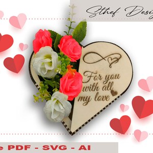 Scatola Cuore - File per taglio laser Formato SVG PDF AI Download istantaneo