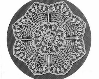 Crochet lace doily 25" in diameter | 90s vintage doily pattern