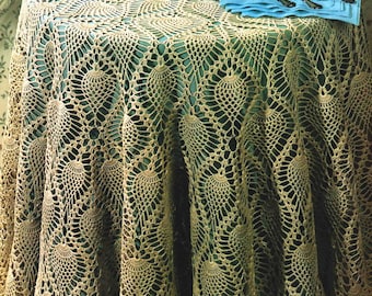 Crochet round pineapple tablecloth | 62" in diameter