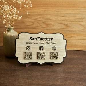 Benutzerdefinierter QR-Code aus Holz, Personalisierte Business Social Media, Scan to Pay, Scan to Webstie, Zahlungsschild, Büro-Schreibtisch - Türschild