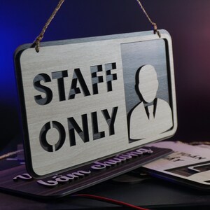 Wooden Staff Only Door Sign. Vintage British Railway Style. Handmade Retro Decoration, Door Sign, Employees Sign