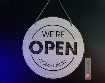 Double sided wood texture Open closed for business - custom boutique, store, salon sign |custom wooden sign | Vintage style open closed sign