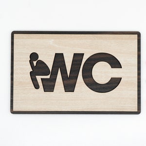 WC Sign - Washroom Sign - Water Closet Sign - WC Bathroom Sign - Toilet Sign , Restroom sign , wooden sign
