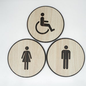 Men&Women Disabled Toilet Door Sign, WC Sign, Restroom Door Sign, Toilet Plate  , Toilets Sign, Bathroom, Toilet, Cabin Sign