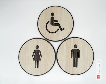 Men&Women Disabled Toilet Door Sign, WC Sign, Restroom Door Sign, Toilet Plate  , Toilets Sign, Bathroom, Toilet, Cabin Sign