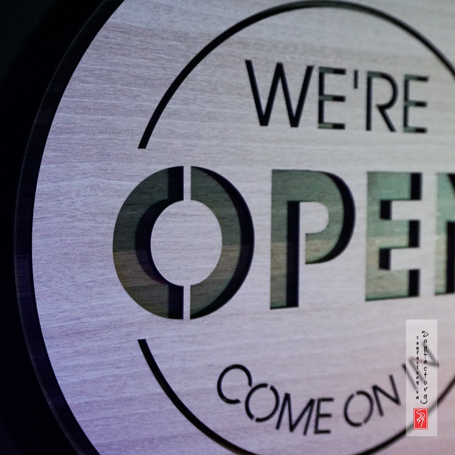 Double Sided Wood Texture Open Closed for Business - Custom Boutique ...