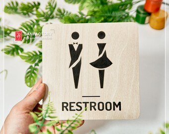Wooden Restroom Sign – Elegant Design, High-Quality Craftsmanship, Perfect for Restaurants, Hotels, and Commercial Spaces