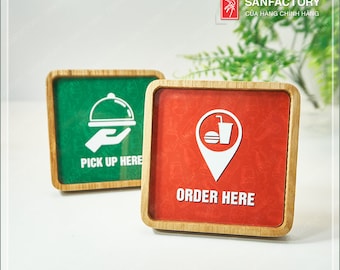 Order Here Pickup Here Business Sign | Custom COFFEE SHOP, Restaurant, Bakery, Ice Cream Stand | Cafe Decor 10x10cm