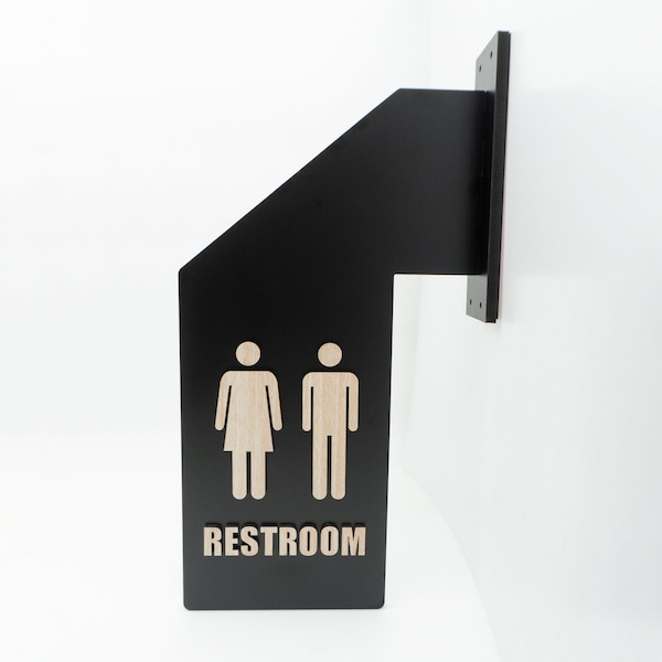 Toiletdeurborden, WC-symbolen, houten bord, Unisex toilet, badkamer, cabinebord, kantoordecorbord
