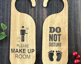Double-Sided Hotel Door Hanger - Please Make Up Room, Do Not Disturb | Size: 25cm x 8cm