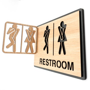 Restroom wooden vintage sign,  Toilet Door Sign, WC Sign, Restroom Door Sign, Toilet Plate  , Toilets Sign, Bathroom, Toilet, Sticker sign