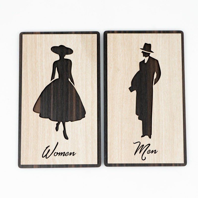 Milisten 2-Piece Acrylic Bathroom Signs – Men And Women Restroom Nameplates – Gold Finish, 7.66 X 2.36 X 0.12 Inch – Durable, Practical For Home, Office, Hotel, And Public Toilets