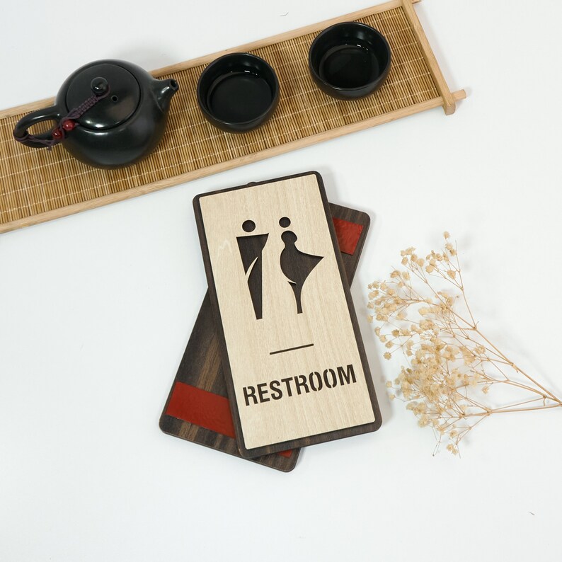 Restroom Door Sign, Unisex Toilet Door Sign, WC Sign, Restroom Decor ...