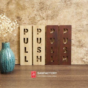 Pull - Push Holzschilder , Aufkleber PUSH PULL , Zeichen Symbol für Tür Home Office Shop , Front orch sign , Türbeschriftungen