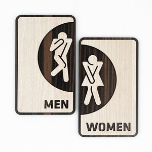 Men Toilet Door Sign, Women Toilet Door Sign, Unisex Bathroom Sign, Unisex Toilet Door Sign, WC Sign, Toilet Plate, Toilet Plaque