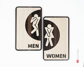 Men Toilet Door Sign, Women Toilet Door Sign, Unisex Bathroom Sign, Unisex Toilet Door Sign, WC Sign, Toilet Plate, Toilet Plaque