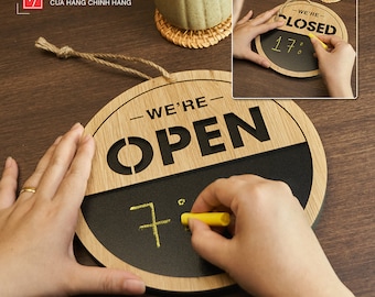 Open-Closed Double sided  for business , Hanging door sign - Chalk board sign ,|Custom wooden sign | Vintage style open closed sign