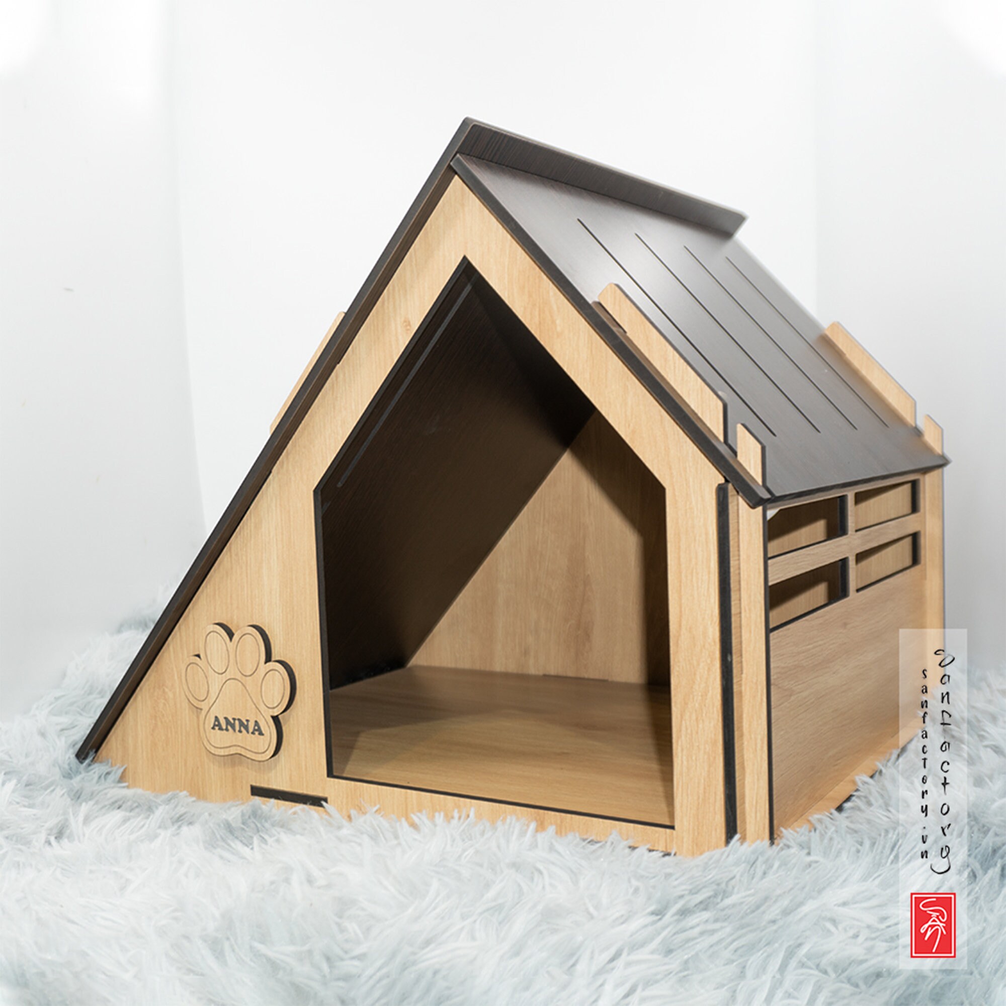 Pet House Indoor by Wooden, Modern Dog and Cat House, Indoor Dog Kennel