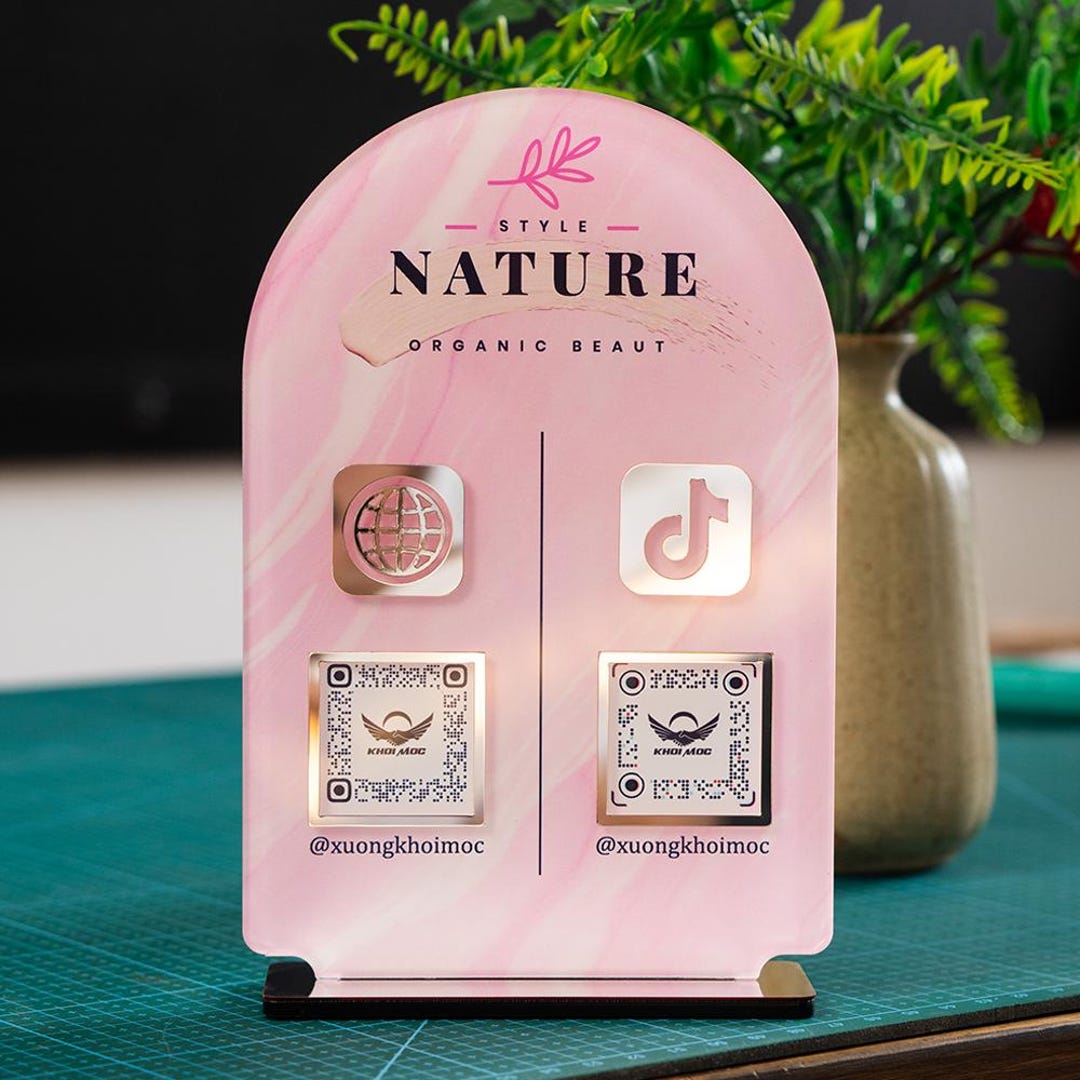 Custom Acrylic QR Code Sign | Social Media Sign | Payment QR Display ...