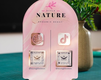 Custom Acrylic QR Code Sign | Social Media Sign | Payment QR Display | Business Logo Stand