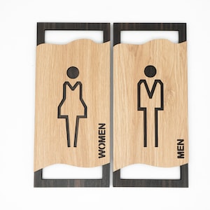 Men Toilet Door Sign, Women Toilet Door Sign, Unisex Bathroom Sign, Unisex Toilet Door Sign, WC Sign, Toilet Plate, Toilet Plaque