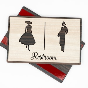 Restroom wooden vintage sign,  Toilet Door Sign, WC Sign, Restroom Door Sign, Toilet Plate  , Toilets Sign, Bathroom, Toilet, Sticker sign
