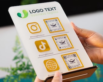 Personalized Acrylic QR Sign | Custom Social Media Display | Scan to Pay Business Sign