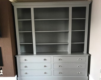 Bookcase office unit with 6 drawers