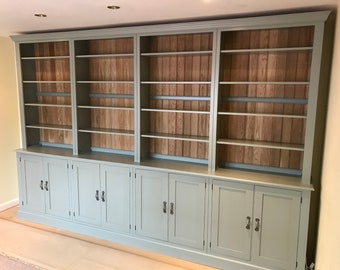 Bookcase cupboard with 8 doors and oak T&G backboards