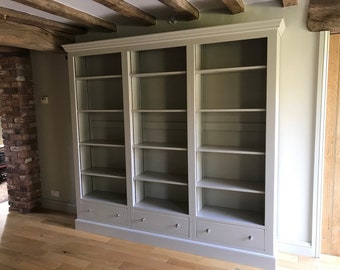 Bookcase - Edwardian Style - Triple section over 3 drawers