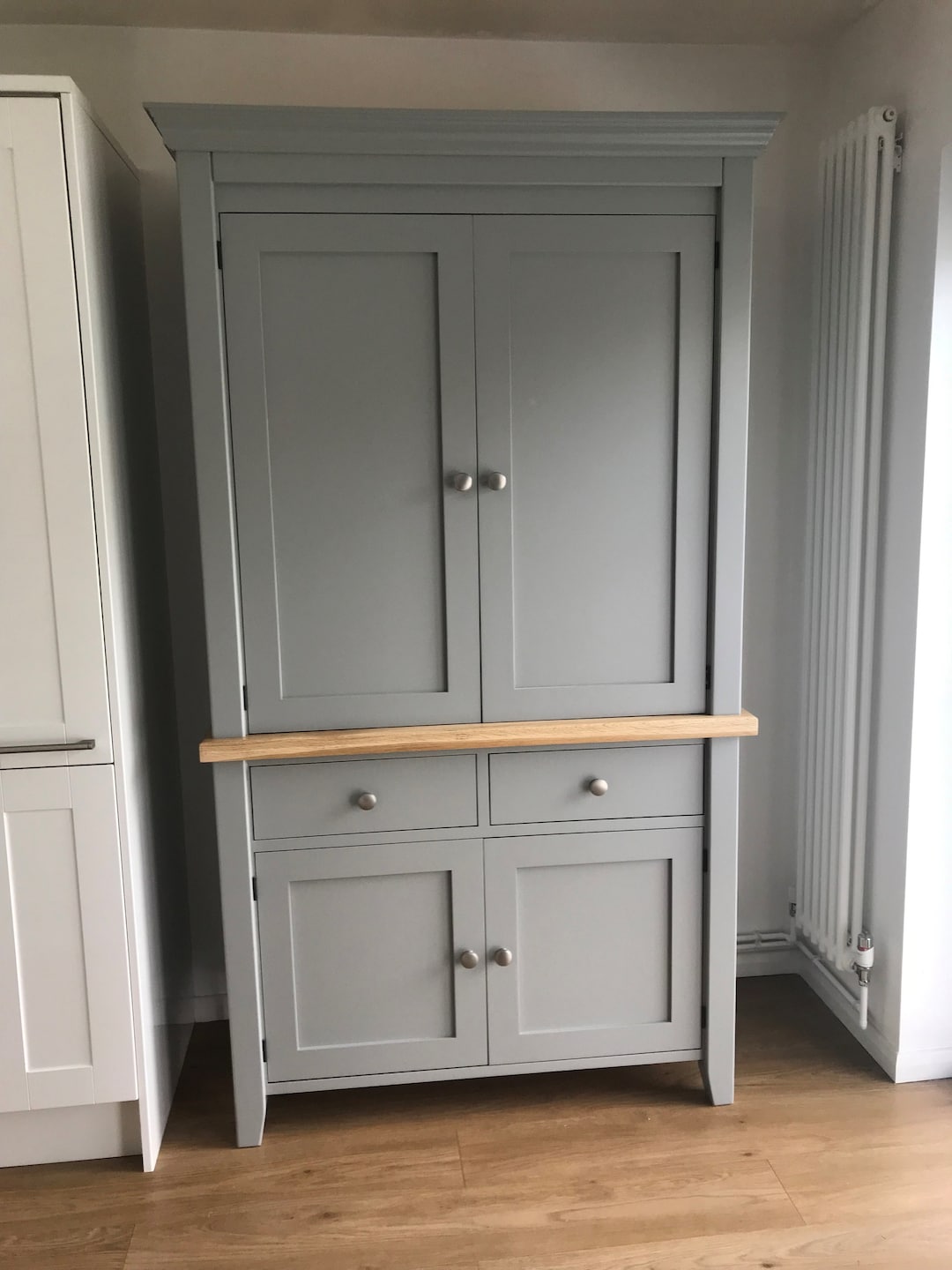 Larder - Kitchen Cupboard, 4 Door 2 Drawer, Oak Top, Free Standing ...