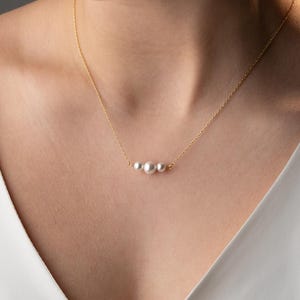 Minimalist Freshwater Pearl Necklace – Bridal Jewelry, 14K Gold Hypoallergenic Jewelry