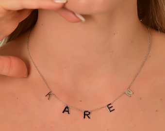 14k Gold Personalized Name Necklace: Dainty Custom Letter Pendant