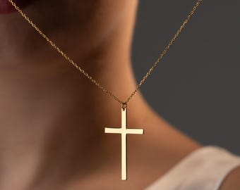 14K Gold & Silver Cross Necklace – Elegant Christian Jewelry