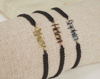 14K Gold verstellbare Kordel Namen Armband für Mama, personalisierte Tag Bar Armband, handgemachter Schmuck, Muttertagsgeschenk