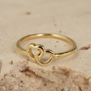 14k Solid Gold Love Heart Knot Ring, Dainty Infinity Ring, Open Heart Ring, Promise Ring, Perfect Gift For Her, Christmas Gift