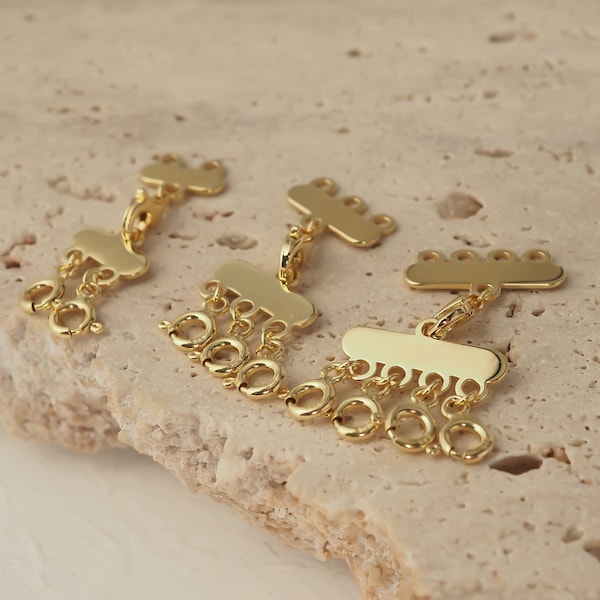 14k Solid Gold Multi Necklace Clasp & Detangler Layering Clasp, Necklace Separator, Untangle Necklaces, Christmas Gift
