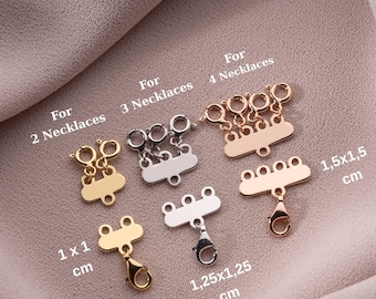 14k Solid Gold Multi Necklace Clasp & Detangler Layering Clasp, Necklace Separator, Untangle Necklaces
