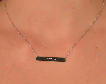 Morse Code Necklace, Bar Necklace, 14K Gold Custom Secret Message Pendant, Dainty Necklace For Best Friend Forever Gift, Mother&#39;s Day Gift