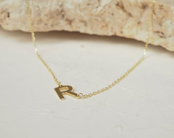 Personalized Initial Necklace, 14K Gold & Sterling Silver, Custom Letter Pendant, Perfect Gift for Her, Mom or Bridesmaids