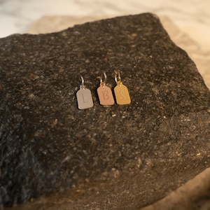 Tag Bar Only Pendant, 14k Gold Personalized Bar Charm Pendant Chainless ...