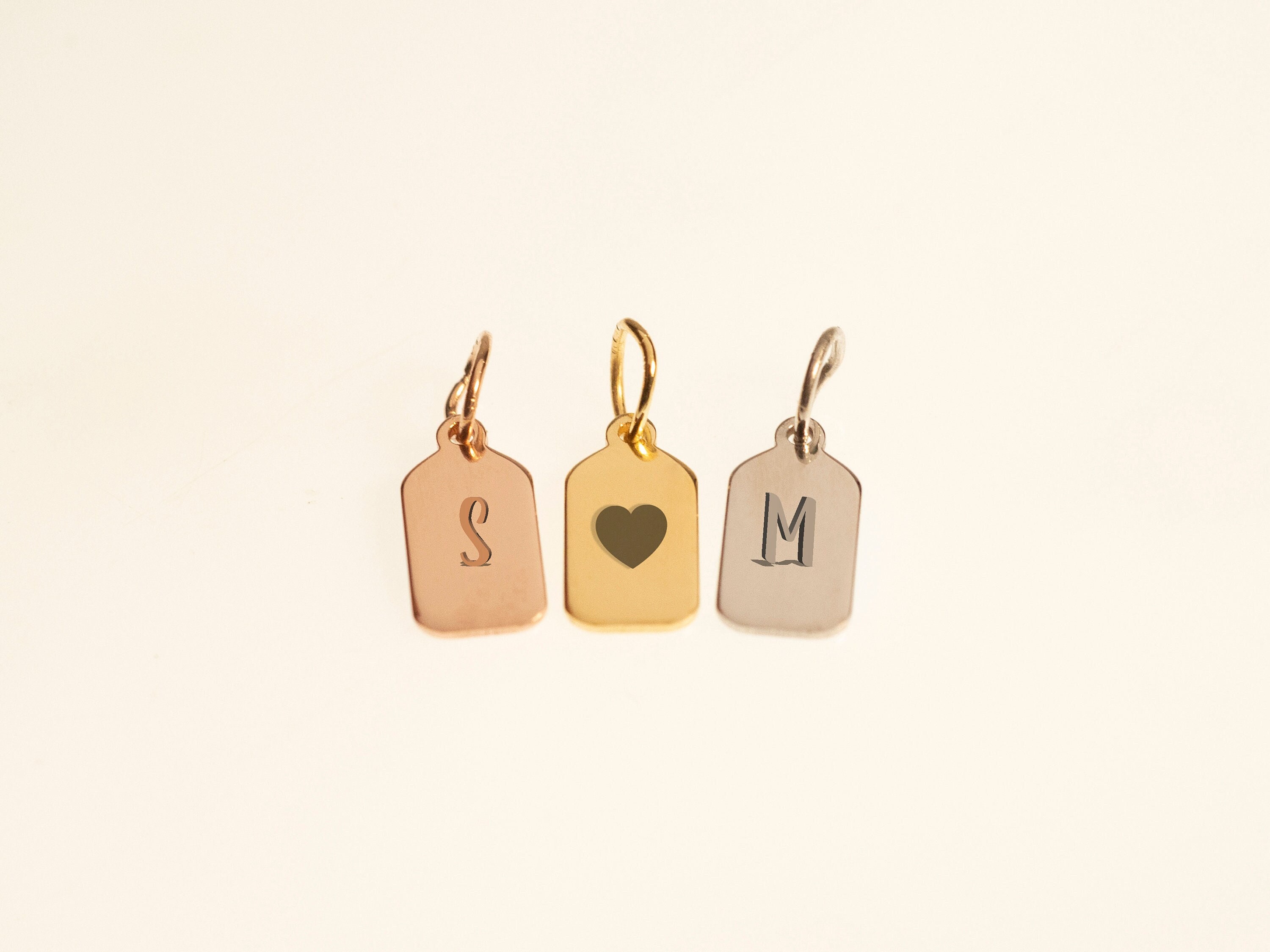 Tag Bar Only Pendant, 14k Gold Personalized Bar Charm Pendant Chainless, Gift For Christmas 2023, Mother's Day Gift