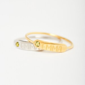 14K Gold Birthstone Name Ring, Personalized Name Ring, Handmade Jewelry, Christmas Gift, Perfect Christmas Gift