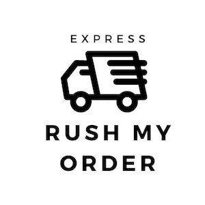 May include: Black and white logo with a delivery truck and the text "EXPRESS RUSH MY ORDER".
