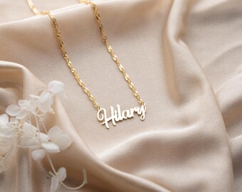 Custom Name Necklace: Sterling Silver Singapore Chain, Personalized Jewelry