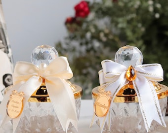 Personalized Glass Candy Dish Favors, Bowed Party Jars, Custom Guest Keepsake